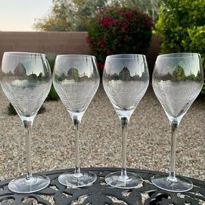 Set of 4 Pier 1 Imports Reflections crackle glass 9.5” wine glass EUC